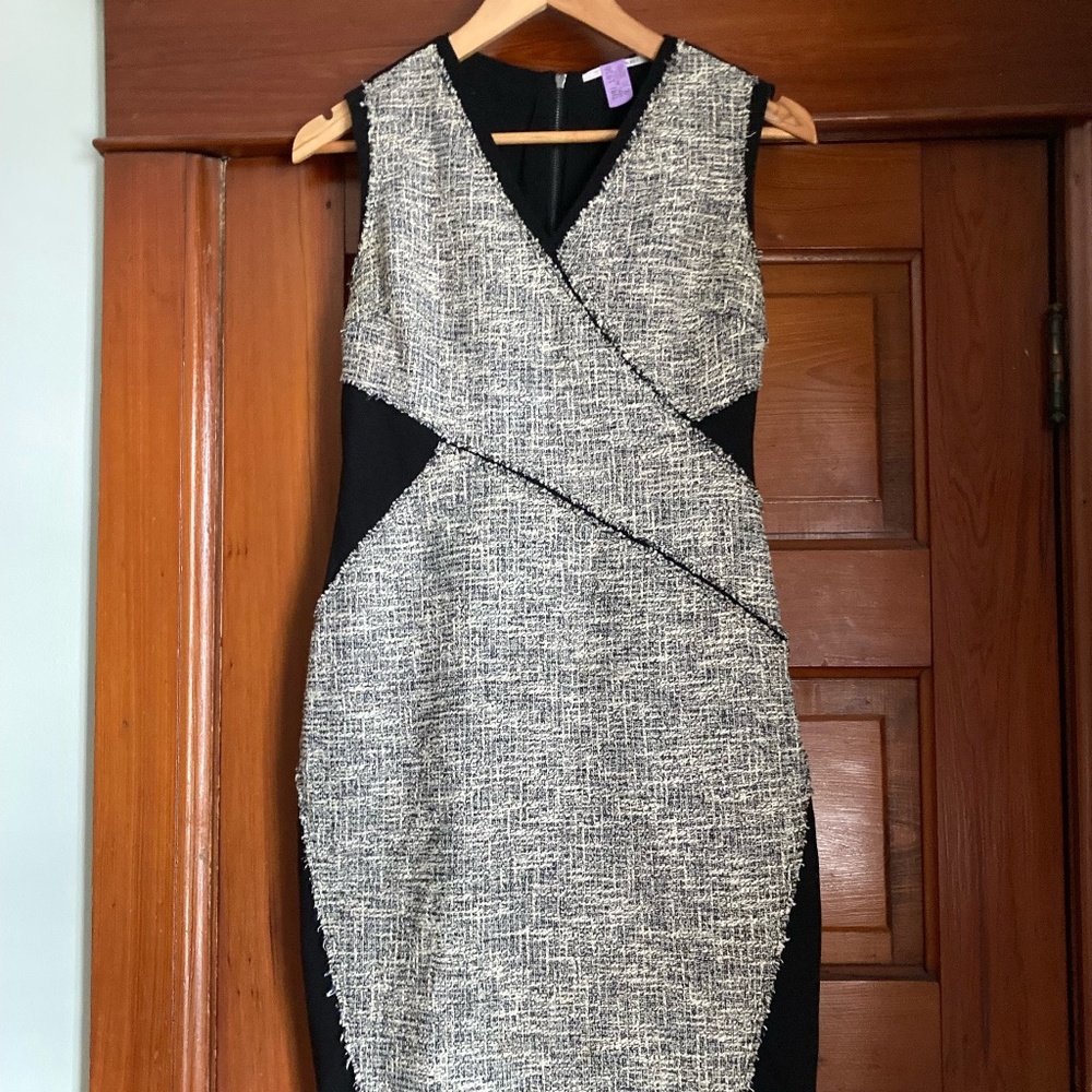 T Tahari Bodycon Dress Tweed Wrap Detail